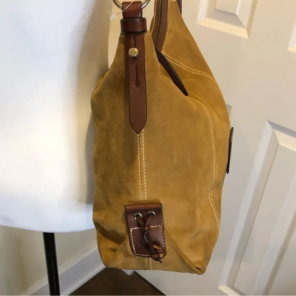 Vintage DOONEY & BOURKE Caramel Suede & Brown Leather Full Zipper Shoulder Bag